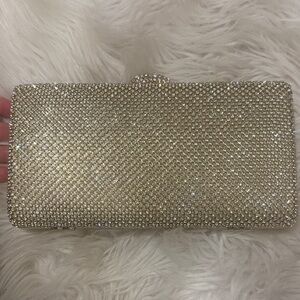 Crystal Embellished Gold Evening Clutch